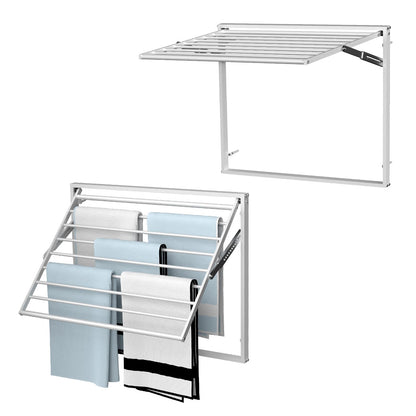 GOOFCXO 2 Pcs Wall Mount Clothes Drying Rack 26 X 31.5 Laundry Room Organizer Laundry Drying Rack Foldable Stainless Steel Drying Rack Clothing Space Saver Laundry Rack for Hanging Clothes Sock Towel