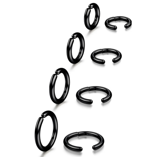 YADOCA 8 Pieces Clip On Earrings For Men Women Non-Piercing Fake Stainless Steel Clip On Hoop Earring Cool Earrings Ear Clips Set for Gifts