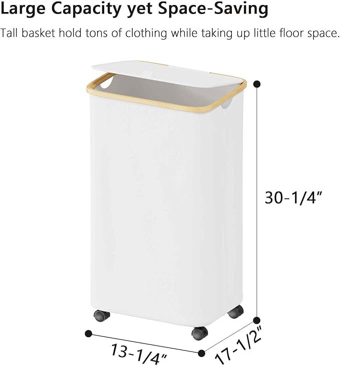 SUOCO Laundry Hamper on Wheels 100L, Clothes Basket