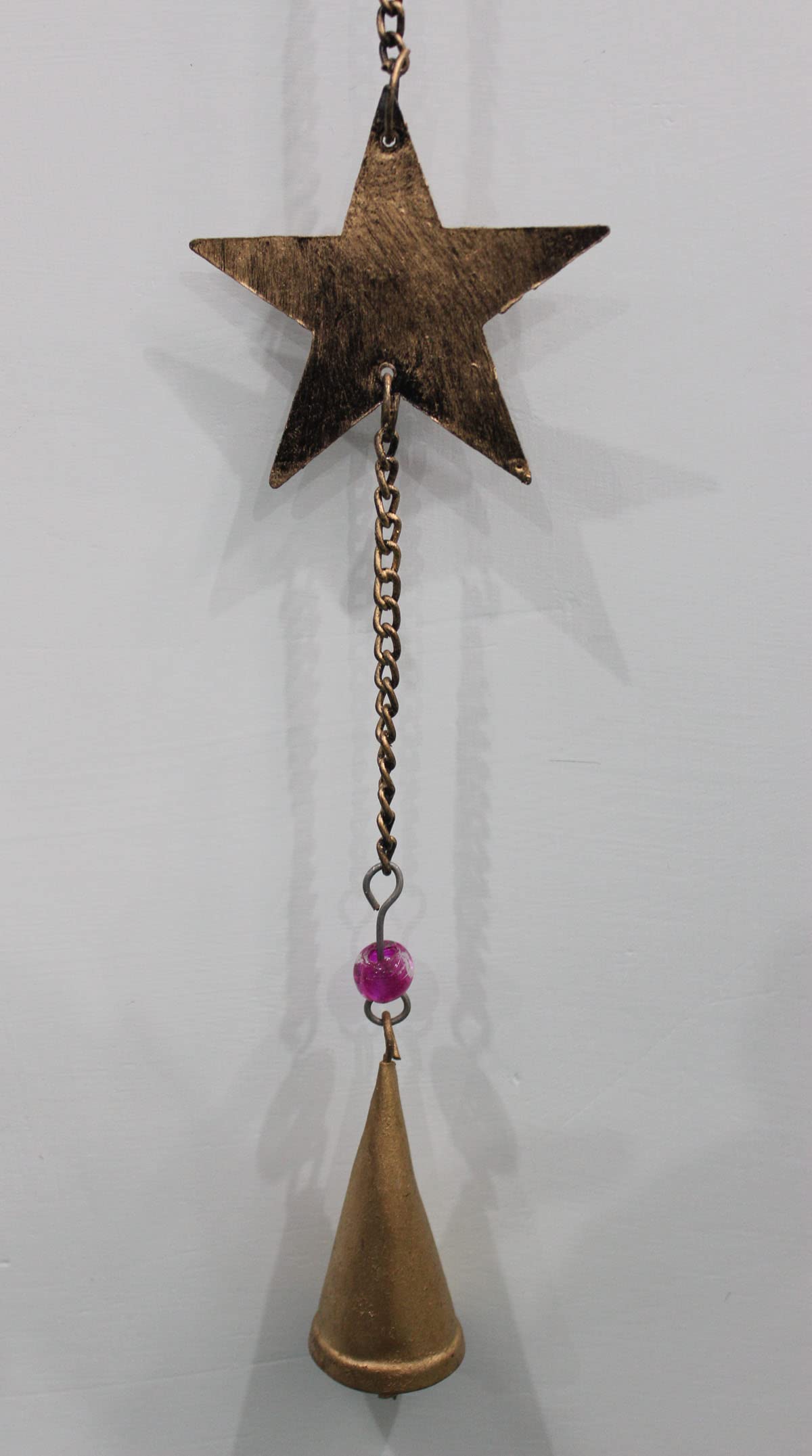 43 Inch Metal Sun Moon Star Wind Chime – Antique Bronze Celestial Wall Hanging with Bells – Handcrafted Boho Home & Garden Decor for Balcony, Patio, Porch, Entryway.
