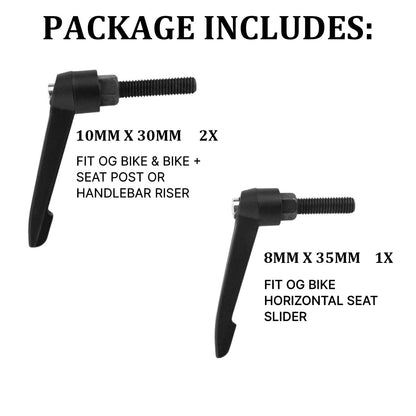 Replacement Seat & Handlebars Slide Adjustment Handles - L Handle for All Bikes + and Cross Training Bike & + (3)
