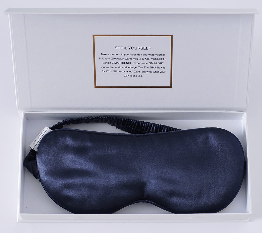 ZIMASILK Adjustable 100% 22 Momme Mulberry Silk Sleep Mask for Sleeping, Filled with Premium Mulberry Silk, Softest & Breathable Blackout Eye Sleeping Mask (Black)