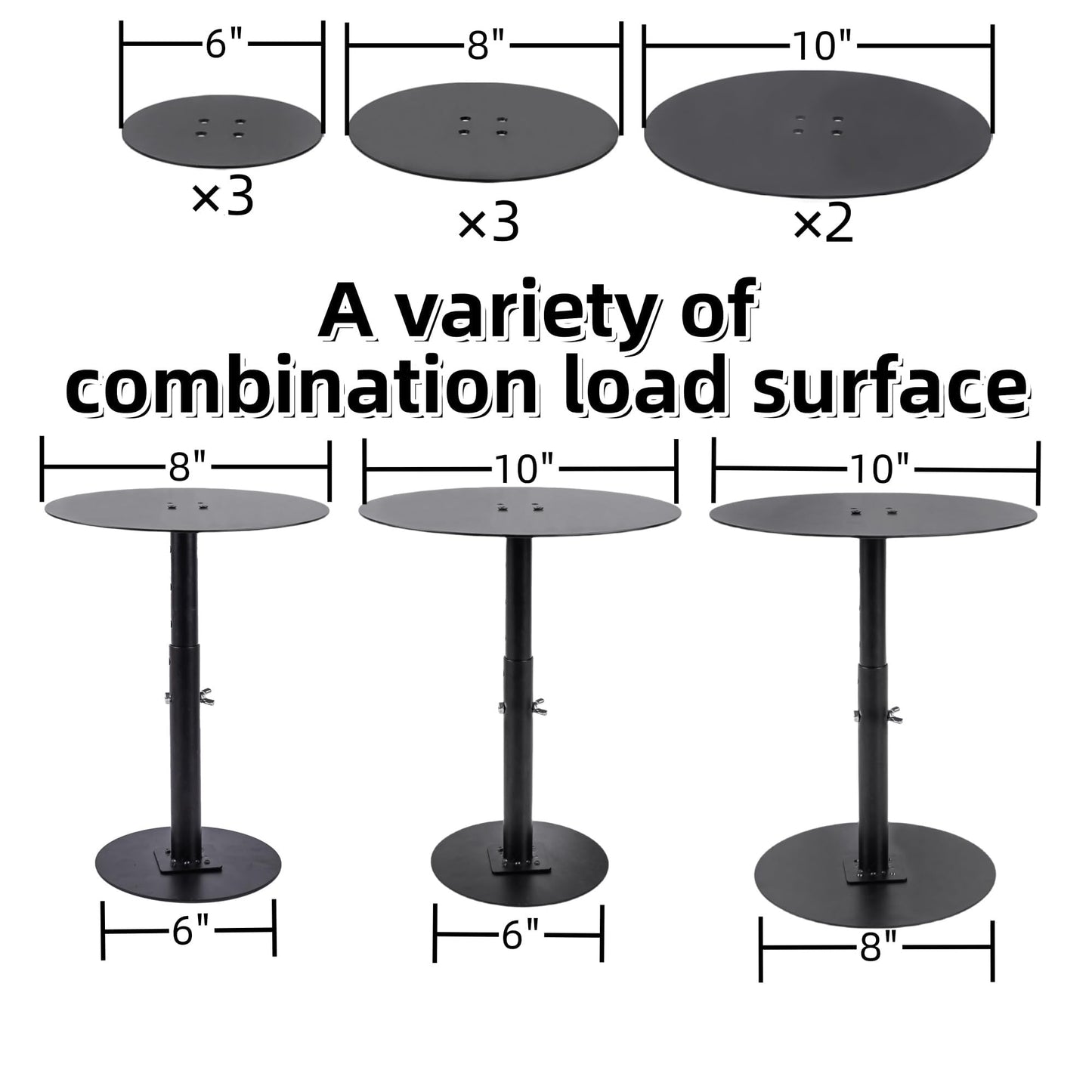 ZSHIGANMA 4 Pack Plant Risers for Inside Pots, Adjustable Height 7-22" Metal Planter Lift Inserts Fillers Risers for Indoor Outdoor Large Tall Taper Planter Flower Pot (6" Base,8",10" Top,Black)