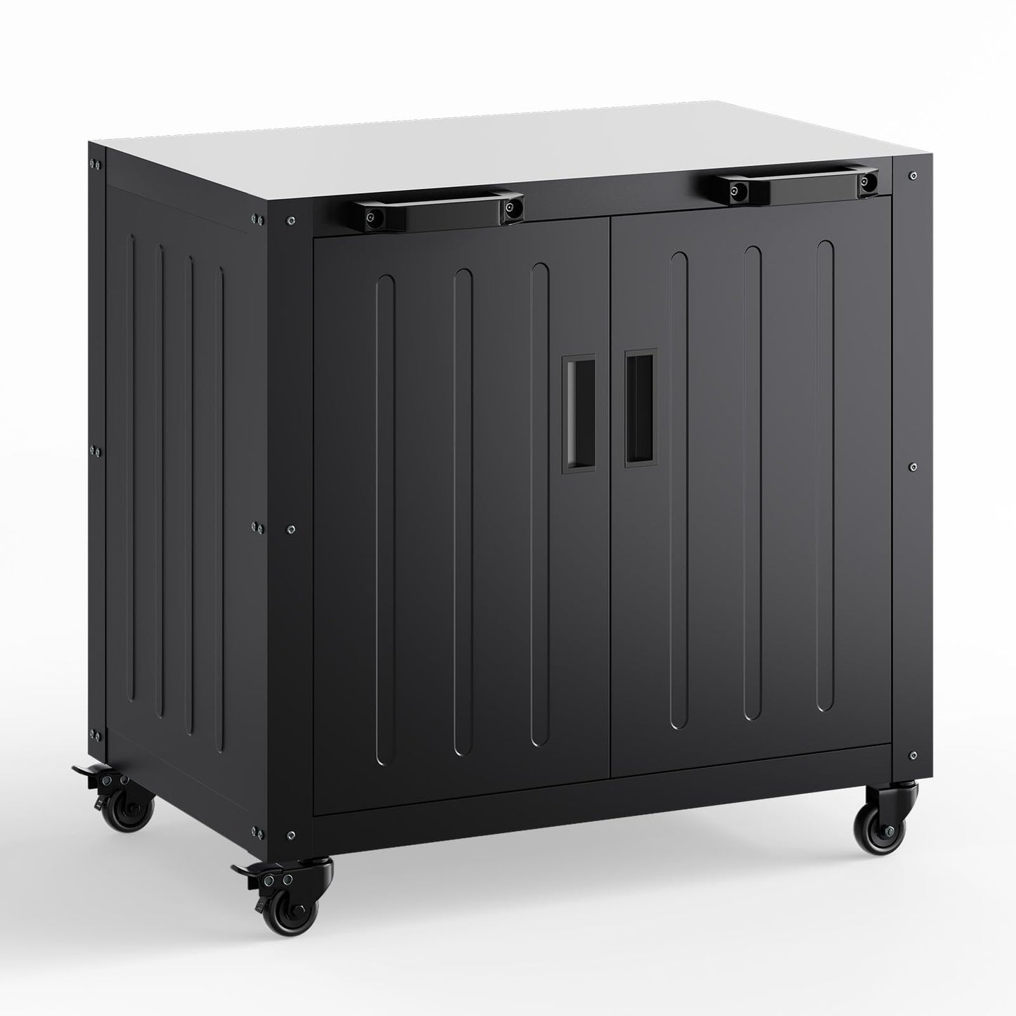 Outdoor Grill Cart with Storage Cabinet, Outdoor Cooking Table, Made Entirely of Stainless Steel, Grill Station for Kitchen Prep, Working Table, Lawn & Garden