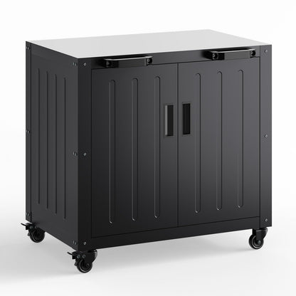Outdoor Grill Cart with Storage Cabinet, Outdoor Cooking Table, Made Entirely of Stainless Steel, Grill Station for Kitchen Prep, Working Table, Lawn & Garden
