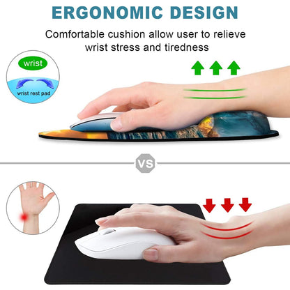 ToLuLu Mouse Pad Wrist Rest Support Gel, Ergonomic Mouse Pads with Non Slip PU Base, Mouse Wrist Rest Pad for Laptop Computer Home Office Working Gaming Pain Relief, Sunset& Beach