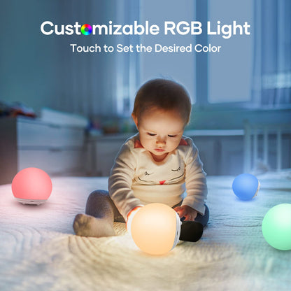 LED Night Light, Night Light for Kids, USB Rechargeable Table Lamp with Dimmable,Warm Light,7 Colors,Touch Control, 0.5/1hour Timer for Nursery, Baby,Bedroom,Camping