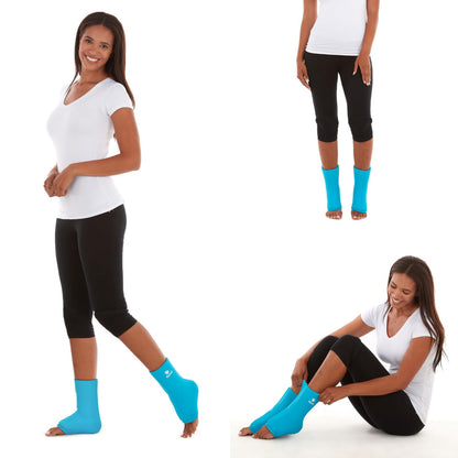 FOMI Hot Cold Ankle Foot Gel Ice Pack Wrap | 2 Pack | Premium Comfort 360 Degree Solid Gel Cooling Compression for Plantar Fasciitis, Heel Spurs, Achilles, Tendonitis, Sore Feet, Gout