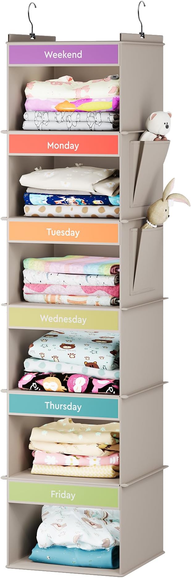 YOUDENOVA 6-Shelf Weekly Hanging Closet Organizer, Weekly Clothes Organizers