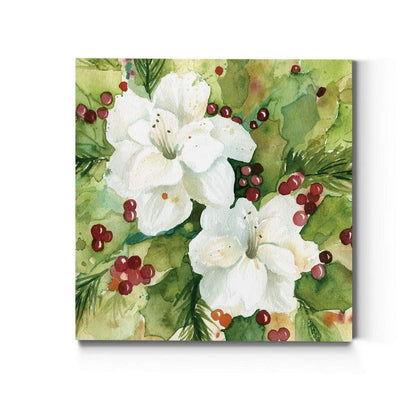 Renditions Gallery Holly Leaves Wall Art, Christmas & Winter Artwork, Festive Red & Green, Flowers, Floral, Premium Gallery Wrapped Canvas Decor, Ready to Hang, 24 in H x 24 in W, Made in America