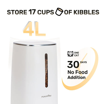 FUKUMARU Automatic Cat Feeder, 4L Dog Feeders with Double Bowls, Support DIY Meals and Timed Control WiFi Cat Food Dispenser