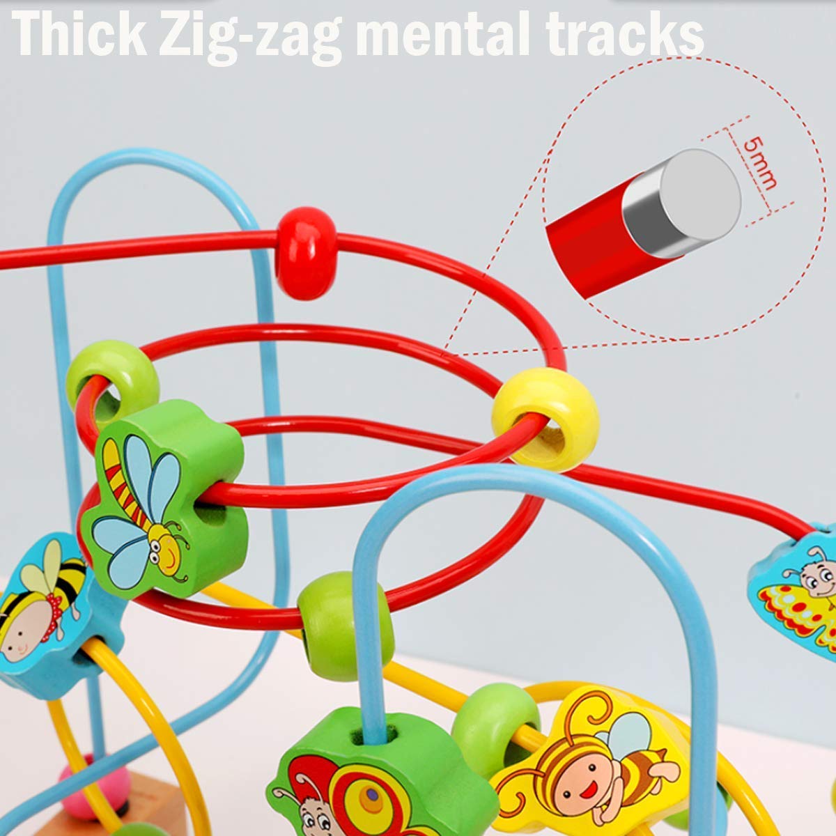 Jacootoys Toddlers Bead Maze Roller Coaster Animal Circle Toys Educational Abacus Beads Game for Boys Girls Baby Gift