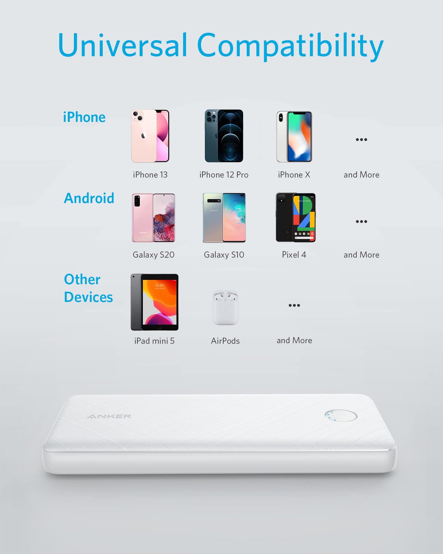 Anker Portable Charger, USB-C Portable Charger 10K with 20W Power Delivery, Power Bank (PowerCore Slim 10K PD) for iPhone 14/13/12 Series, S10, Pixel 4, and More