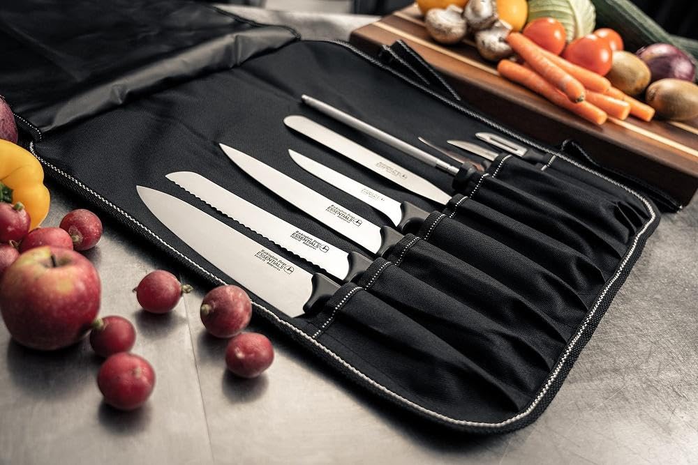Rockingham Forge Range 12.5cm Utility Knife - Lightweight Sharp Stainless Steel Kitchen Knives with Black Handle
