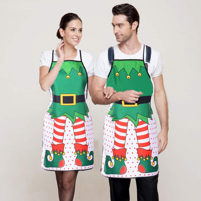 DearHouse 2 Pack Christmas Elf Apron, Cute Adjustable Kitchen Chef Bib BBQ Cooking Funny Flirty Aprons for Adult，Holiday Kitchen Apron Funny Creative Thanksgiving