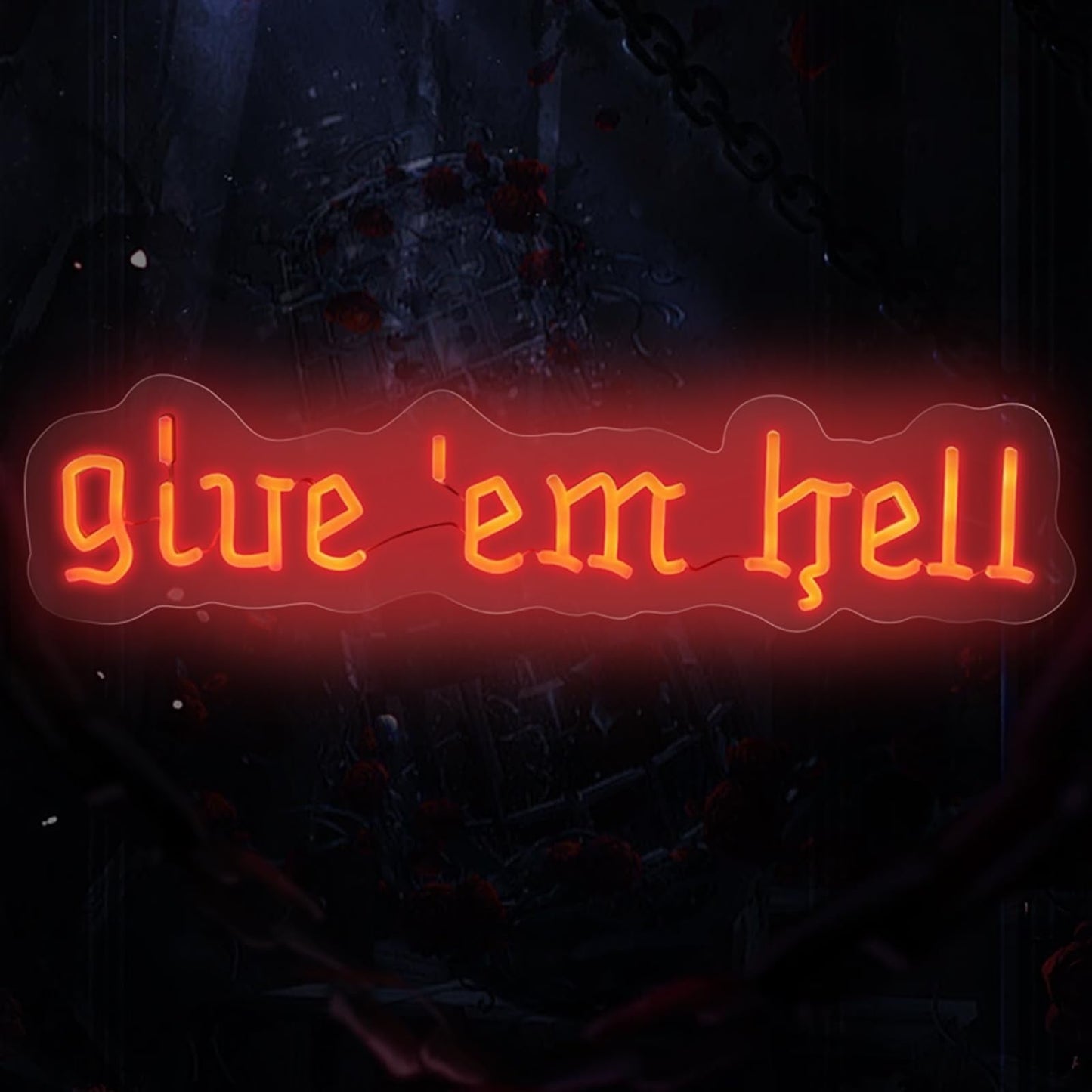 Give Em Hell Neon Sign,Trendy Neon Wall Decor, Dorm Apartment Theme, Funny Girl Power Sign, Gothic Home Decor for Man Cave, Bar,Game Room,Club Decor,Living Room Birthday Party