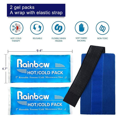 Headache Ice Pack Wrap with Strap, Reusable Gel Ice Pack for Injuries, Hot Cold Pack for Head Neck Knee Arms, 2 Flexible Gel Pack for Headache Relief, Migraine, Fever, Joint Pain, Muscle Soreness