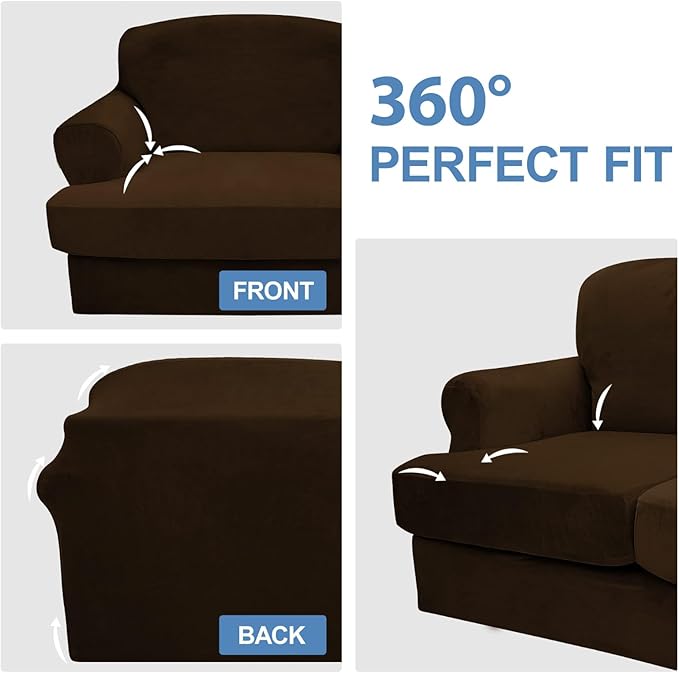 CUCRAF T Cushion Sofa Cover 2 Piece Armchair Slipcovers, Soft Thick Velvet