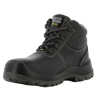 SAFETY JOGGER Safety Boot - BESTBOY - Steel Toe Cap S3/S1P Work Shoe for Men or Women, Anti Slip Puncture Resistant Steel Sole, Shock Absorbing, Water and Oil Repellant Safety Shoe, UK 10 EU 44, Black Leather