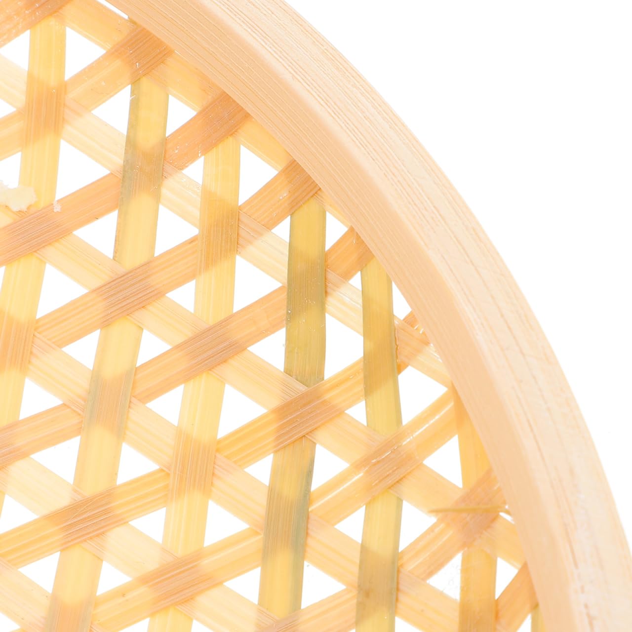 Kichvoe Bamboo Woven Serving Basket Tray 10.6 Inch Lightweight Flat Tray for Bread Snacks Fruit Storage and Home Picnic Party Use