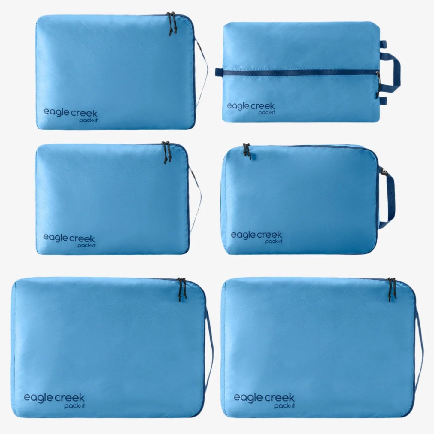 Eagle Creek Pack-It Isolate Extended Stay Set - Includes Shoe Sack, M Clean/Dirty Cube, 2x M Isolate Cube & 2x L - Travel Essentials - Travel Essentials - Blue Dawn