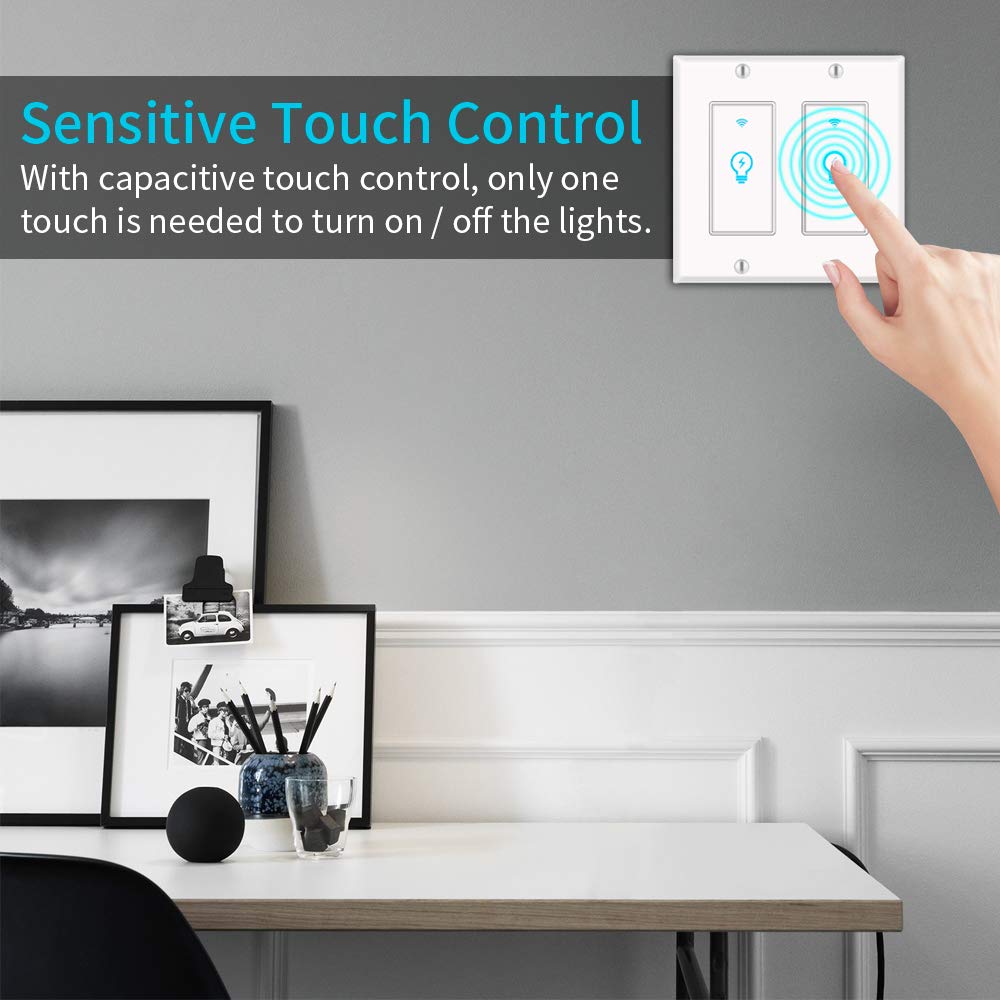 Smart Light Switch, Compatible with Alexa, Google Assistant, IFTTT, WiFi Light, Neutral Wire Required, Schedule Setting APP Remote Control, ETL, No Hub Required (Smart Switch 2pack)