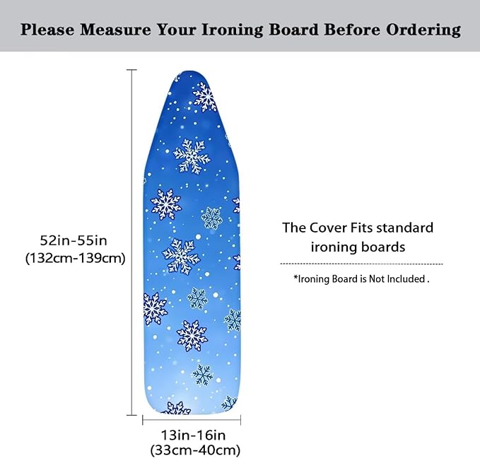 Ironing Board Cover wtih Blue Snowflake Print, Soft Stain Resistant Ironing