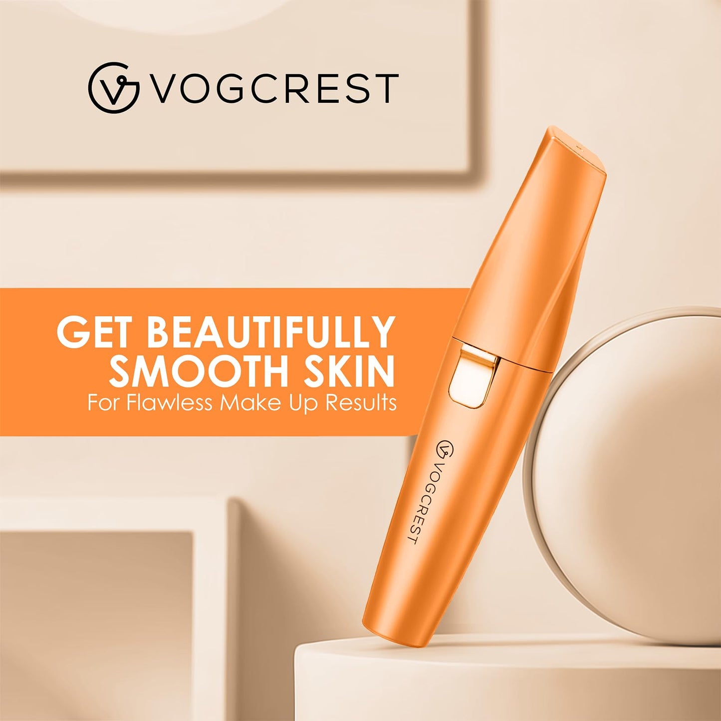 VG VOGCREST Eyebrow & Facial Trimmer: 2 in1 Rechargeable Facial Hair Removal & Eyebrow Shaver - Body Razor with Built-in LED Light (Rose Gold)