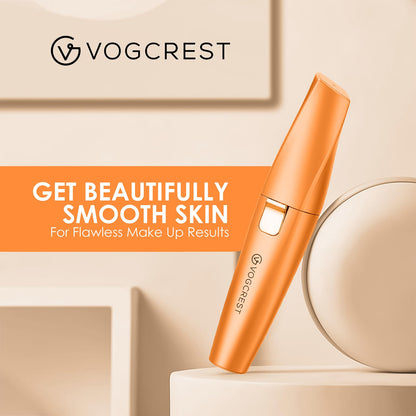VG VOGCREST Eyebrow & Facial Trimmer: 2 in1 Rechargeable Facial Hair Removal & Eyebrow Shaver - Body Razor with Built-in LED Light (Rose Gold)