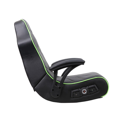 X Rocker Limewire Video Gaming Floor Chair with Armrests, Built-In Audio via Wireless Bluetooth, Foldable, Vegan Leather, 300 lbs Max, Amazon Exclusive, Black with Green