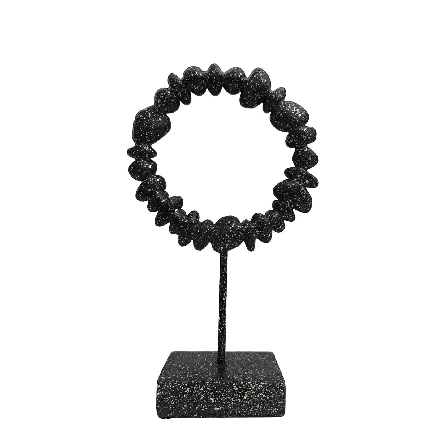 Modern Stone-Look Stone Sculpture Decor, Abstract Stone Resin Statue, Handmade Minimalist Stone Statue Home Decor Accent for Living Room, Shelf, Office, Coffee Table (Black - Small)