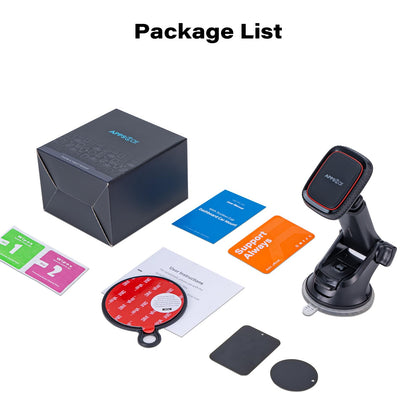 APPS2Car Magnetic Phone Car Mount, Universal Dashboard Windscreen Industrial-Strength Suction Cup Car Phone Mount Holder with Adjustable Telescopic Arm, 6 Strong Magnets for All Cell Phones
