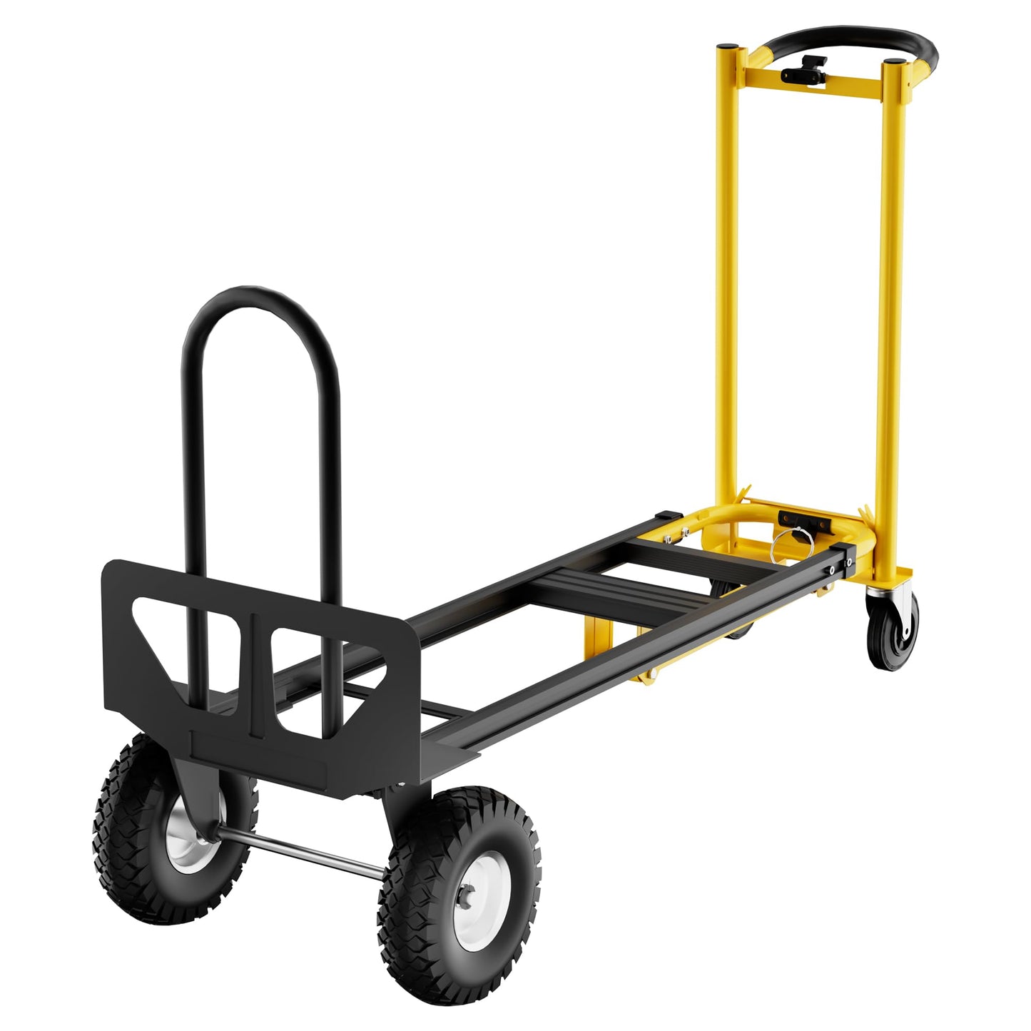 3-in-1 Heavy Duty Convertible Hand Truck, 800 lbs Capacity Dolly Cart with Wheels, Foldable Dolly Cart Converts from Hand Truck Dollys to Platform Carts, for Moving, Shopping, Travel(Yellow+Black)