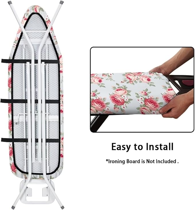 Pink Rose Ironing Board Padded Cover Dust Covers Stretchable Iron Board