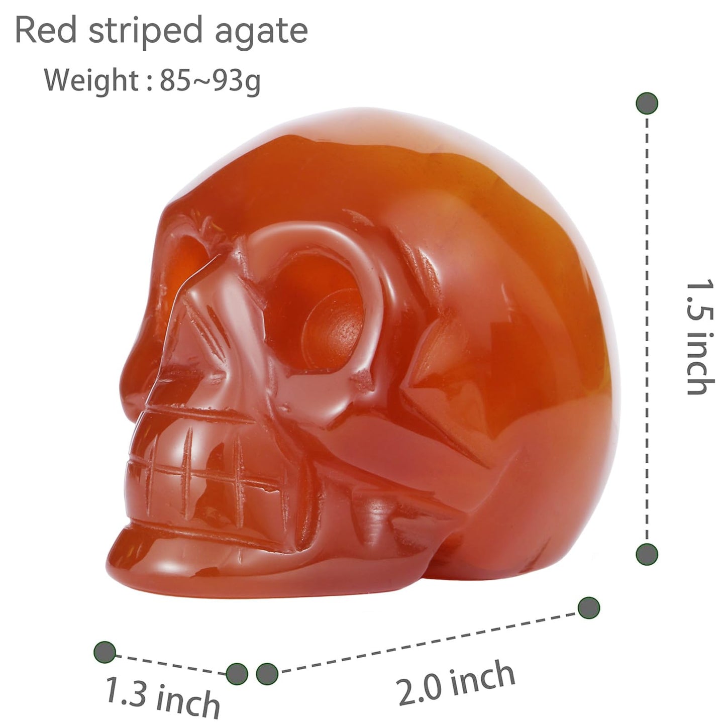 Hxswkk 2" Red Agate Skull Statue - Handcrafted Natural Crystal Gemstone Carved Human Skull Figurine Unique Skull Gift for Halloween Easter Home Men Women Decorative Crafts
