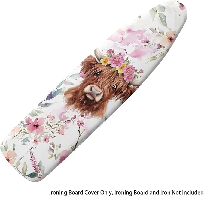Sprowallow Cow Iron Ironing Board Cover 15x54 inch, Thick Padding, Fits Small