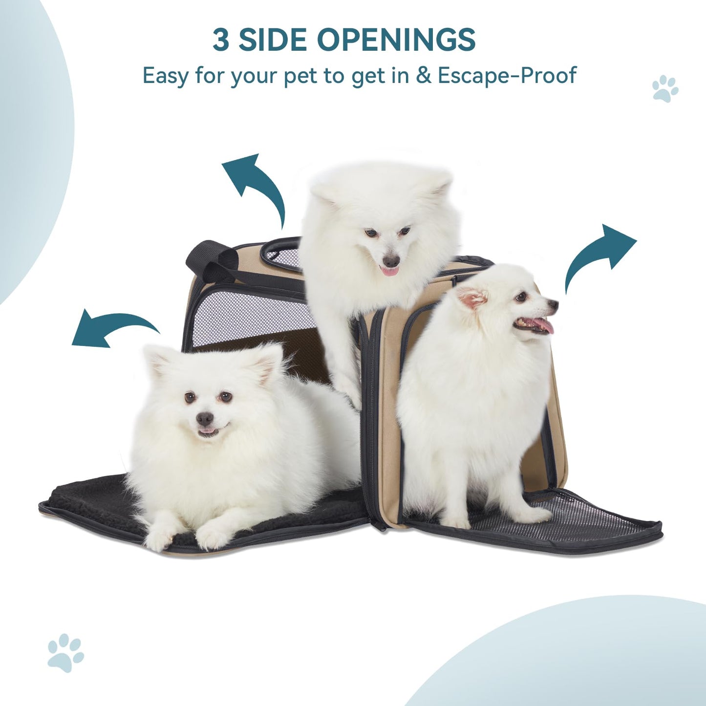 PETSFIT Dog Carrier Cat Carriers for Puppies, Medium Cats up to 25Lbs, Travel Soft Sided Pet Carrier (Large, Khaki)