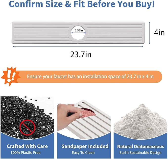Kitchen Faucet Mat, Diatomite Sink Faucet Mat Splash Guard
