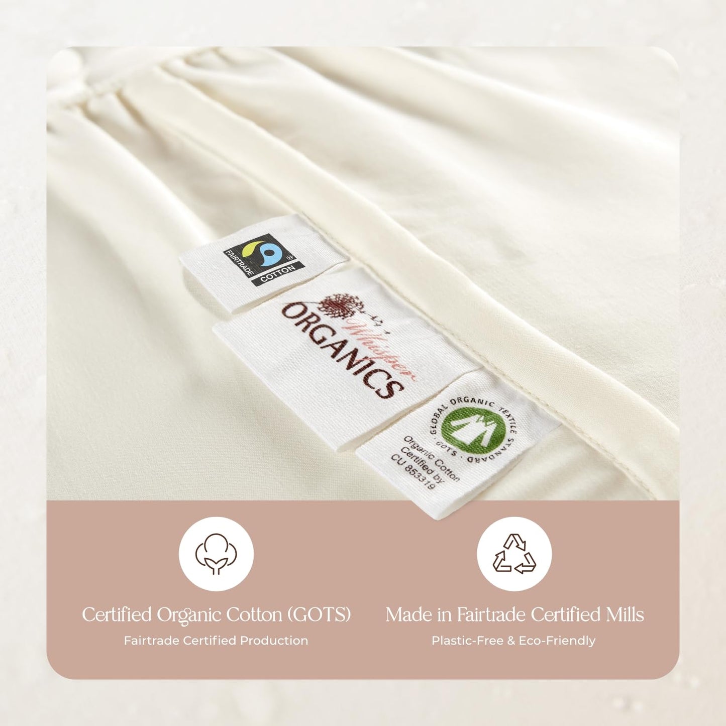 100% Cotton Organic Mattress Pad - Breathable & Cooling Mattress Protector Twin Size - Premium 300GSM Quilted and Machine Washable - Fairtrade & GOTS Certified Bed Protector (Ivory, Twin)