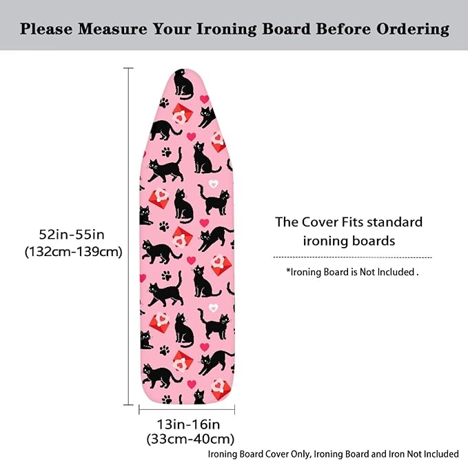 Cat Ironing Board Cover Scorch Resistant Padding Elastic Edge Heavy Duty Iron