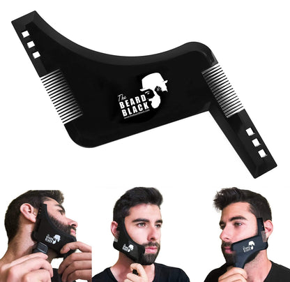 The BEARD BLACK Beard Shaping & Styling Tool with inbuilt Comb for Perfect line up & Edging, use with a Beard Trimmer or Razor to Style Your Beard & Facial Hair, Premium Quality Product (Black)