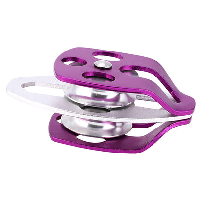 equlup Double Pulley, 32KN Load Aluminum Side Swing Pulley 15mm/0.6in 15mm/0.6in Outdoor Survival Tool for Rock Climbing, Mountaineering, Rappelling