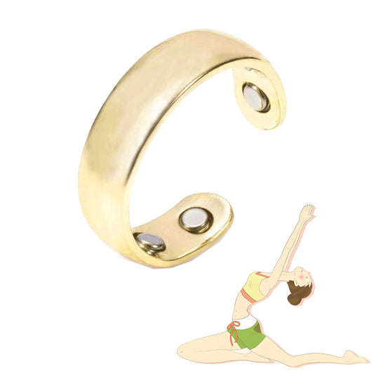 ZCVFA Stainless Steel Auvulis Migraine Rings Magtherapy Lymphatic Drainage Rings Lymph Nodes Acupuncture Therapy Anti Snoring Ring Migraine Relief Health Jewelry for Men and Women（Gold）