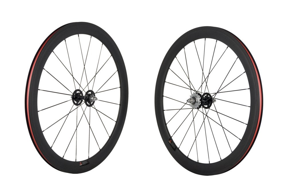 Queen Bike 50mm Carbon Fiber Track Wheel Matte Finish 3K Fixed Gear Wheelset with Cog