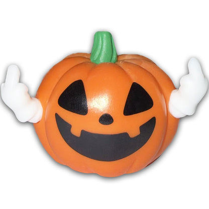 BHOOKA Halloween Pumpkin Figurine Funny Ghost Statue for Gift Resin Ghost Sculpture Halloween Tiered Tray Desk Ornaments Decor Spooky Middle Finger Statue for Home Decorations Supplies