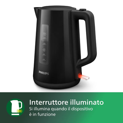 Philips Kettle - 1.7 L Capacity with Control Indicator, Pirouette Base, Black (HD9318/20)