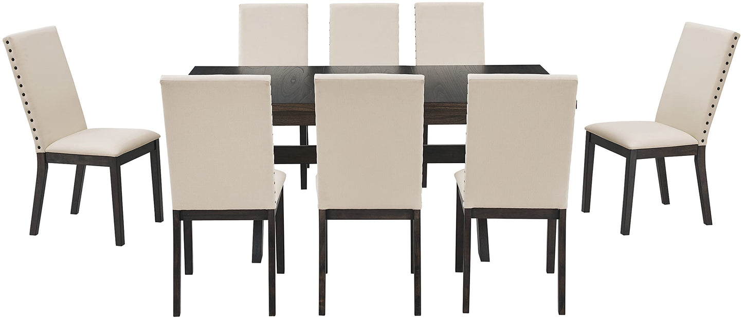 Crosley Furniture Hayden 9-Piece Modern Farmhouse Dining Table Set for 8 with Parsons Chairs, Slate