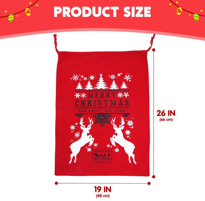 JOYIN 3 Packs Santa Sack, Large Christmas Canvas Gift Bag with Drawstring 26" x 19" for Hoilday Party Supplies, Reusable Personalized Best Gift for Xmas Package Storage, Christmas Event Party Favors