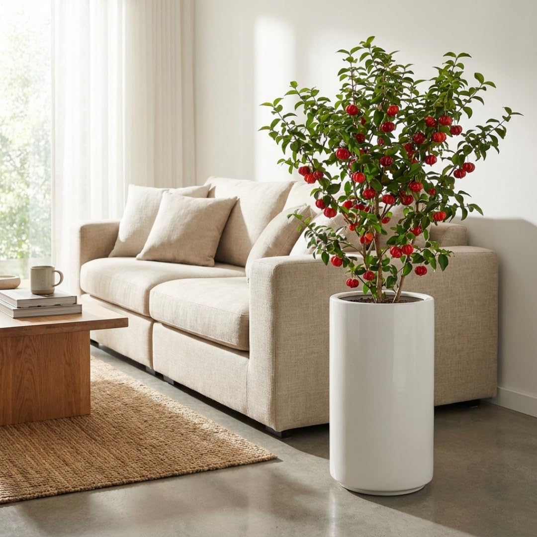 Cherry Plant Live 4-8 Inch, Edible, Sweet, High Yielding Fruit Tree, Container and Garden Planting, No Pot (Surinam Cherry)