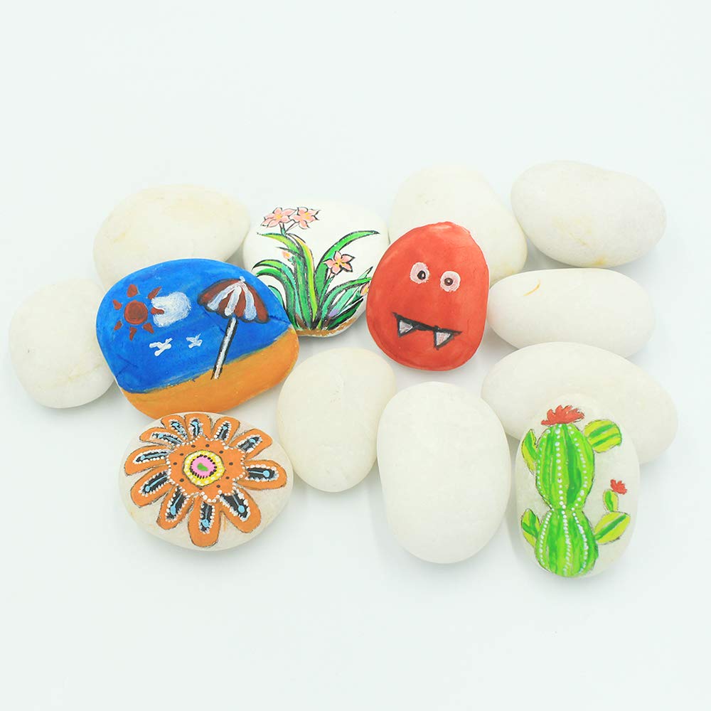 White River Rocks for Painting – 20 Big Rocks, 2” - 3.5” Inch Flat Smooth Stones, about 6 LB. of Craft Rocks for Rock Painting, Kindness Stones, Painting Rocks Supplies for Adults and Kids